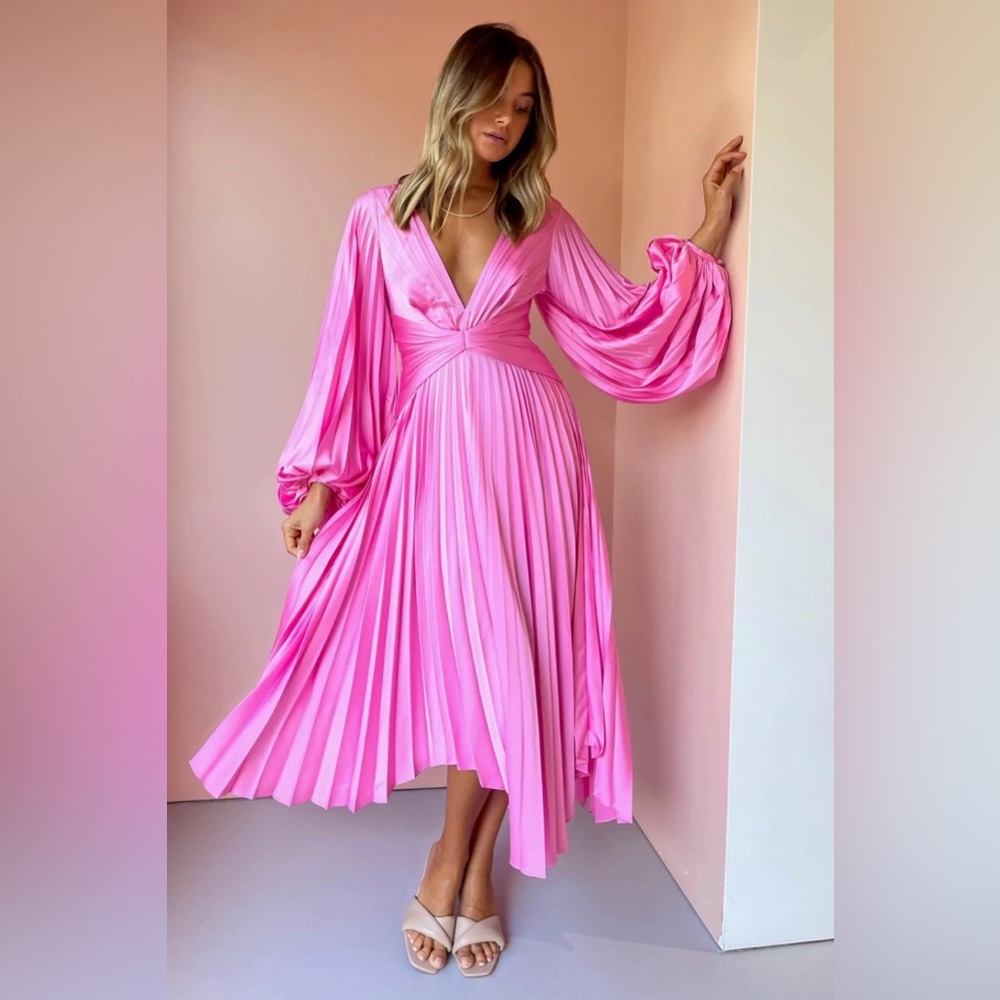 Acler Palm Dress Pop Pink